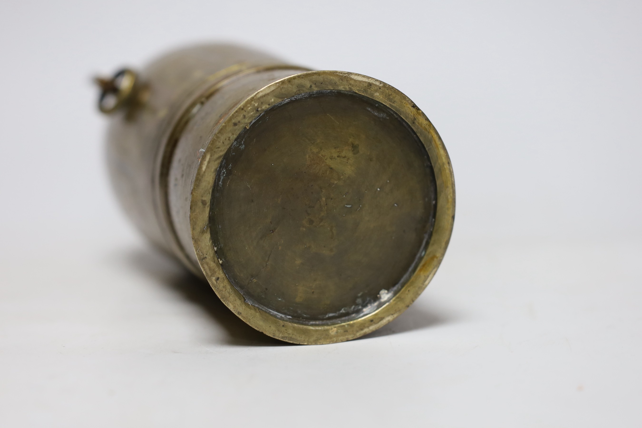 A Japanese bronze and mixed metal vase, later varnished, 24cms high